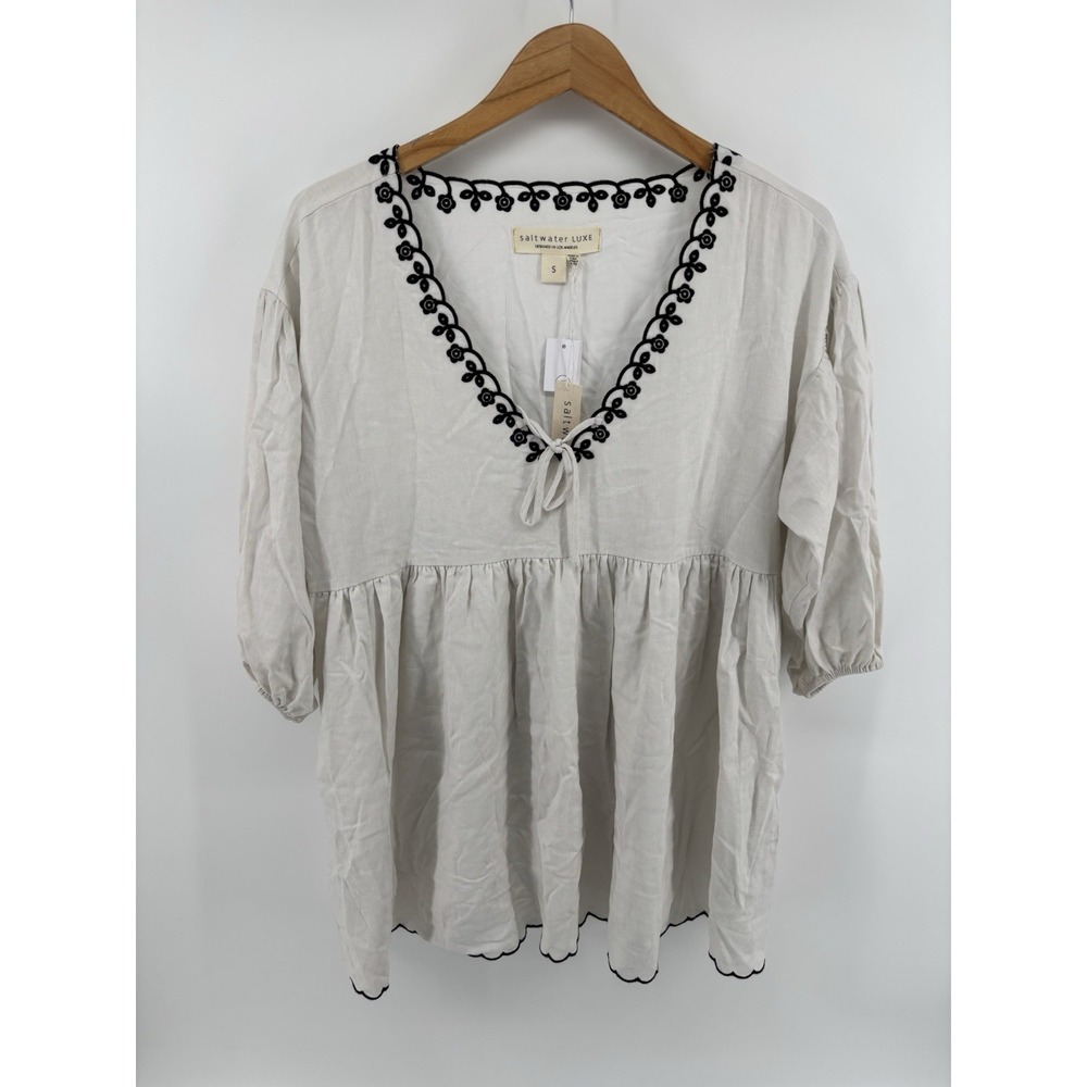 NWT Saltwater Luxe Bardot Mini Dress Sz S Embroidered Boho MSRP $198